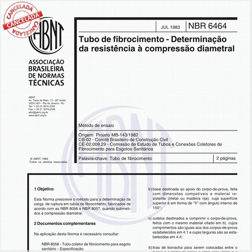 Tubo de fibrocimento - Determinação da resistência à compressão diametral