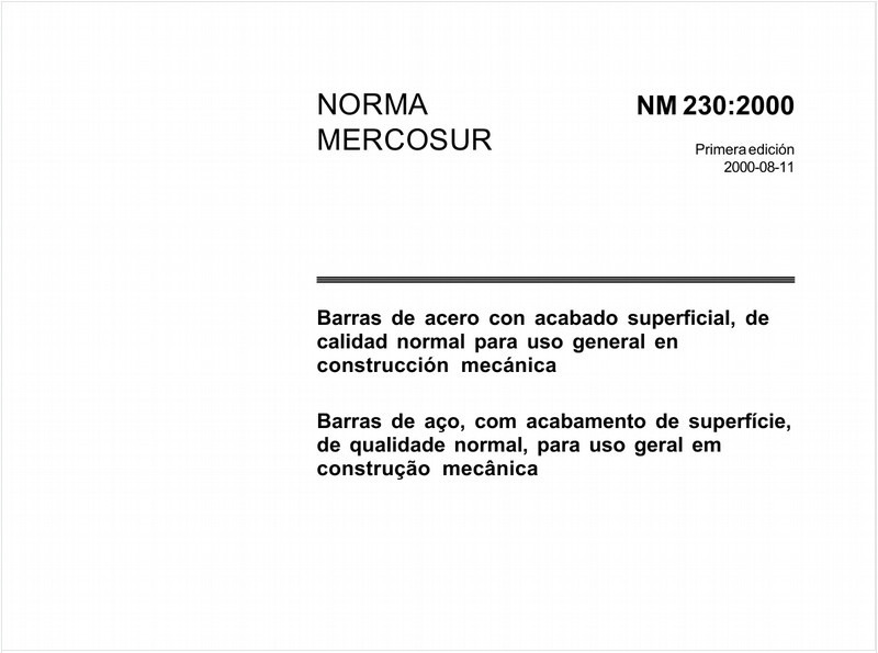 Barras de aço, com acabamento de superfície, de qualidade normal, para uso geral em construção mecânica