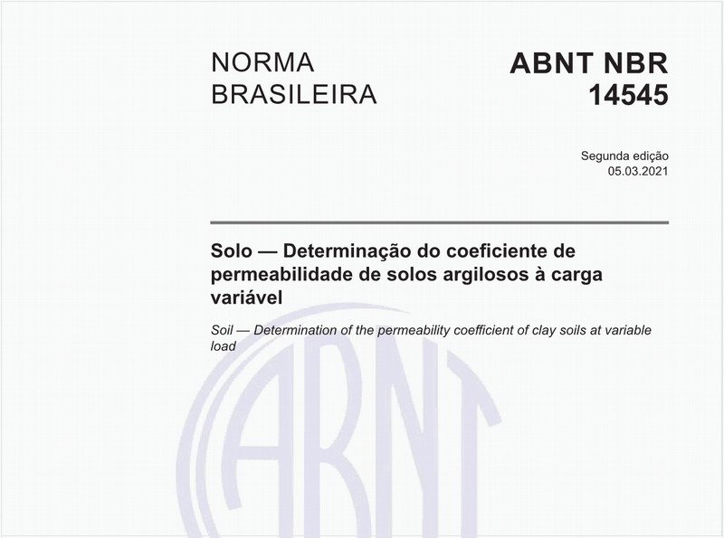 Solo - Determinação do coeficiente de permeabilidade de solos argilosos à carga variável