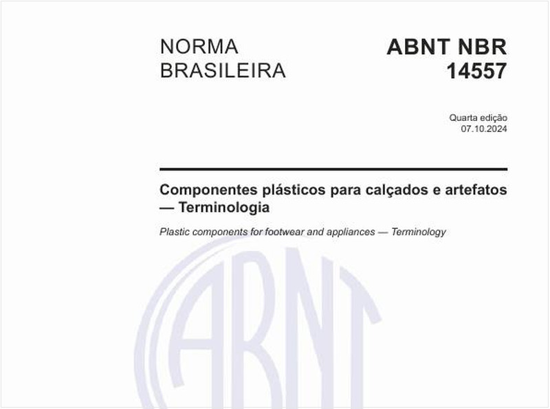 Componentes plásticos para calçados e artefatos — Terminologia