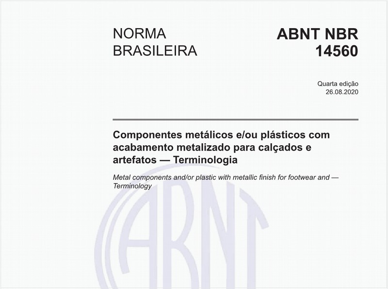 Componentes metálicos e/ou plásticos com acabamento metalizado para calçados e artefatos — Terminologia