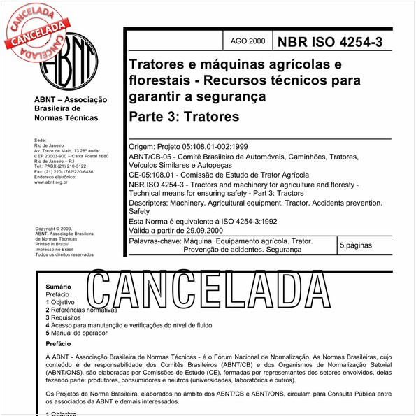 Tratores e máquinas agrícolas e florestais - Recursos técnicos para garantir a segurança - Parte 3: Tratores