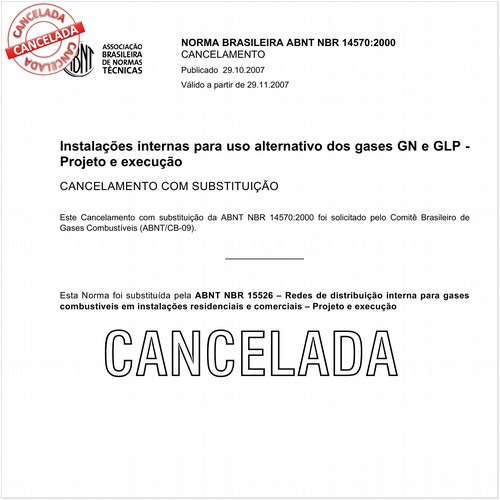 Instalações internas para uso alternativo dos gases GN e GLP - Projeto e execução