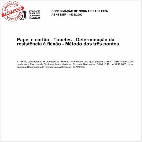 Papel e cartão - Tubetes - Determinação da resistência à flexão - Método dos três pontos