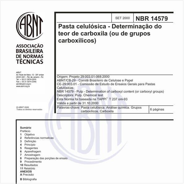 Pasta celulósica - Determinação do teor de carboxila (ou de grupos carboxílicos)