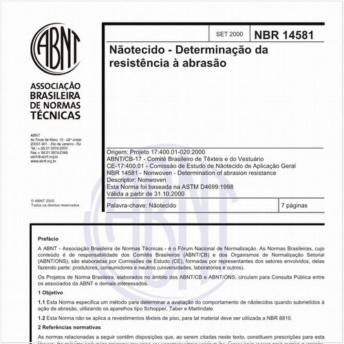Nãotecido - Determinação da resistência à abrasão