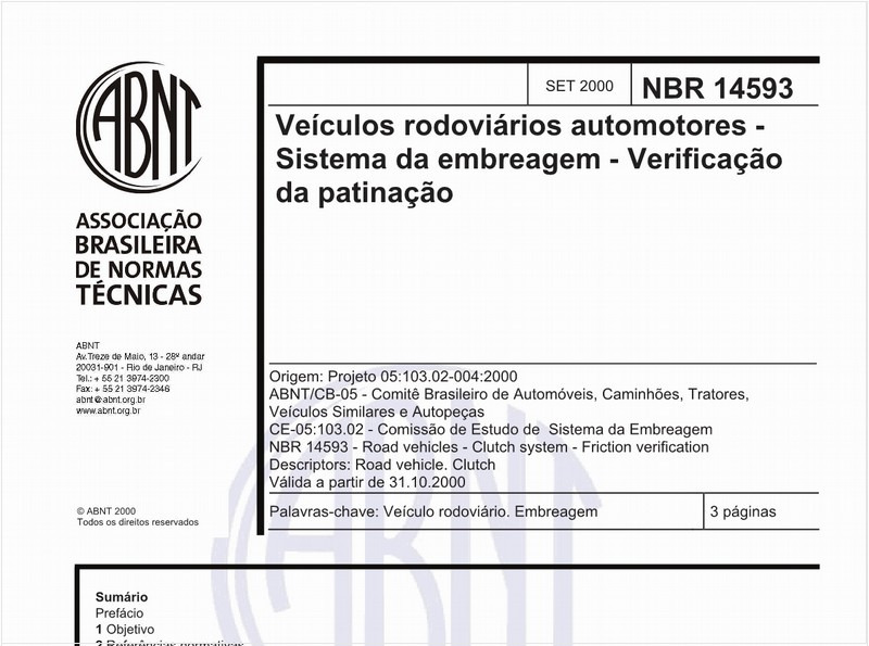 Veículos rodoviários automotores - Sistema de embreagem - Verificação da patinação