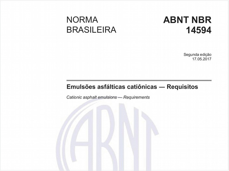 Emulsões asfálticas catiônicas - Requisitos