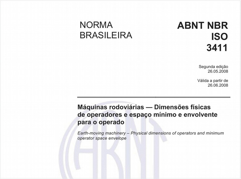 Máquinas rodoviárias - Dimensões físicas de operadores e espaço mínimo e envolvente para o operador