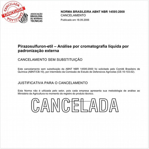 Pirazosulfuron-etil - Análise por cromatografia líquida por padronização externa