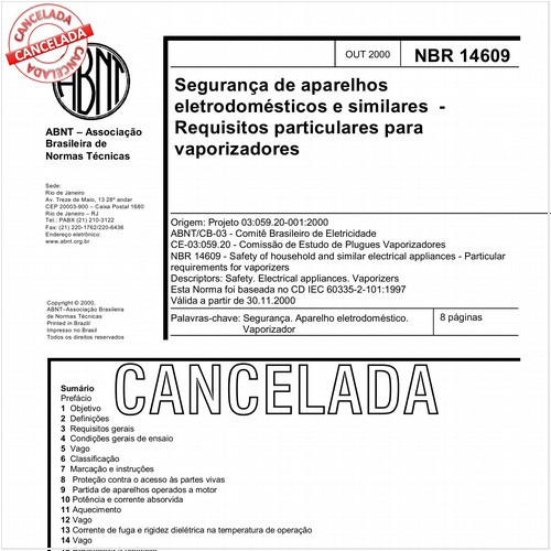 Segurança de aparelhos eletrodomésticos e similares - Requisitos particulares para vaporizadores
