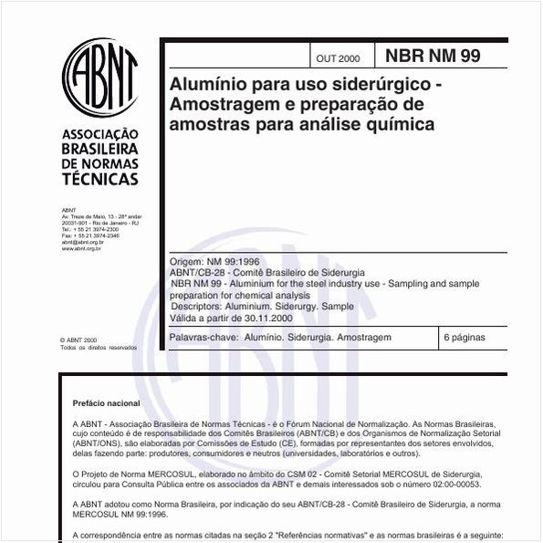 Alumínio para uso siderúrgico - Amostragem e preparação de amostras para análise química