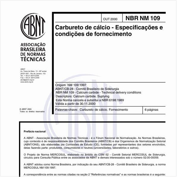 Carbureto de cálcio - Especificações e condições de fornecimento