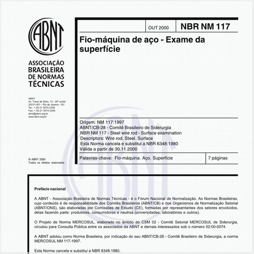 Fio-máquina de aço - Exame da superfície