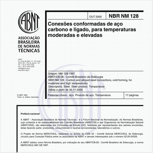 Conexões conformadas de aço carbono e ligado, para temperaturas moderadas e elevadas