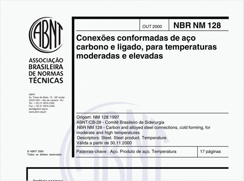 Conexões conformadas de aço carbono e ligado, para temperaturas moderadas e elevadas