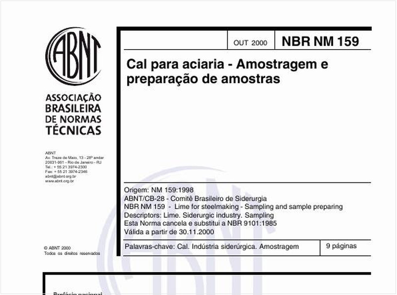 Cal para aciaria - Amostragem e preparação de amostras
