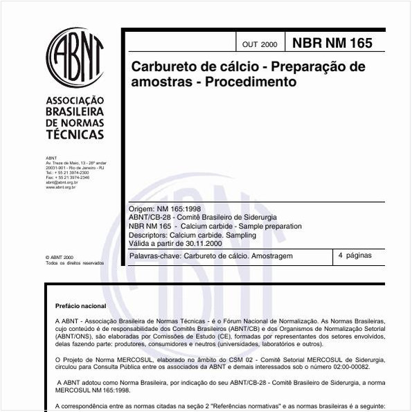 Carbureto de cálcio - Preparação de amostras - Procedimento