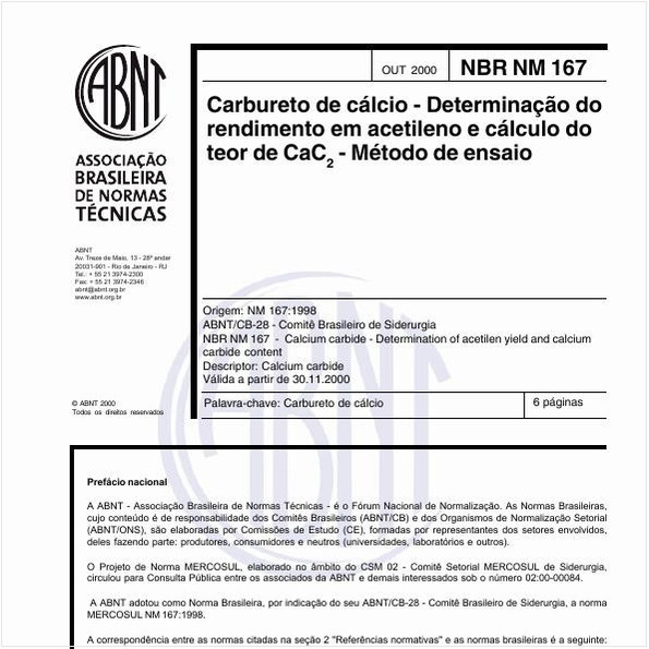 Carbureto de cálcio - Determinação do rendimento em acetileno e cálculo do teor de CaC2 - Método de ensaio