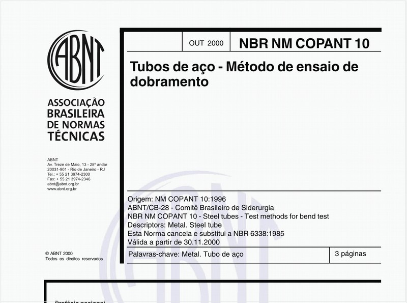 Tubos de aço - Método de ensaio de dobramento