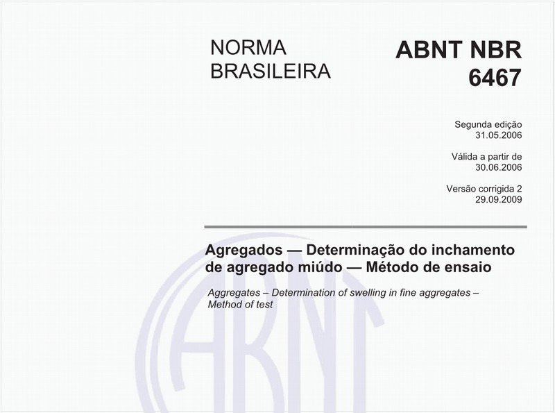 Agregados - Determinação do inchamento de agregado miúdo - Método de ensaio