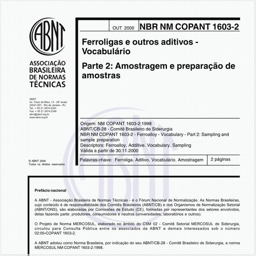 Ferroligas e outros aditivos - Vocabulário - Parte 2: Amostragem e preparação de amostras