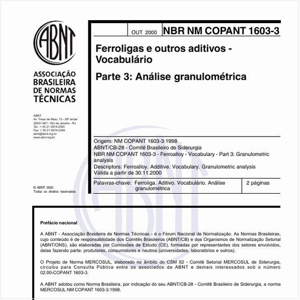Ferroligas e outros aditivos - Vocabulário - Parte 3: Análise granulométrica