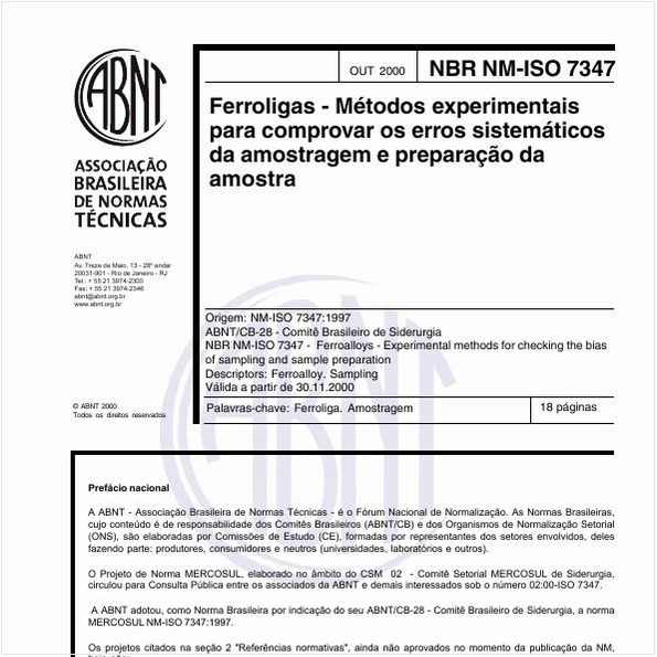 Ferroligas - Métodos experimentais para comprovar os erros sistemáticos da amostragem e preparação da amostra