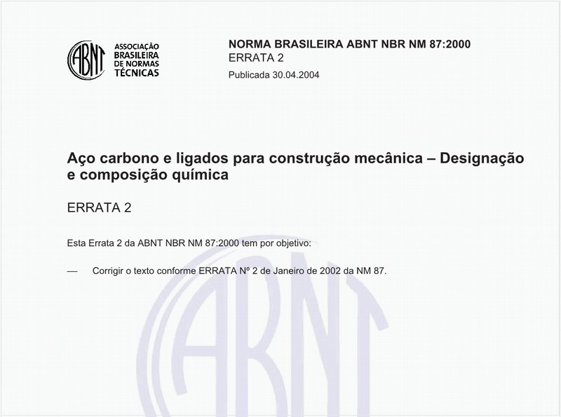 Aço carbono e ligados para construção mecânica - Designação e composição química
