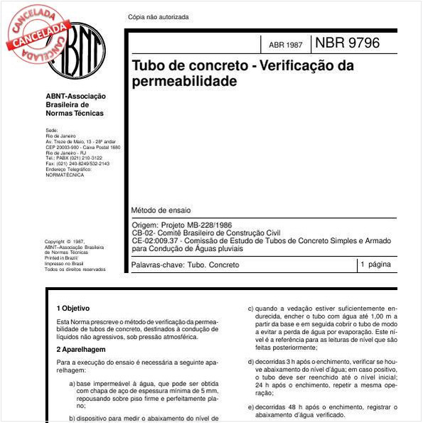 Tubo de concreto - Verificação da permeabilidade