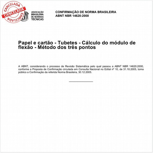 Papel e cartão - Tubetes - Cálculo do módulo de flexão - Método dos três pontos 