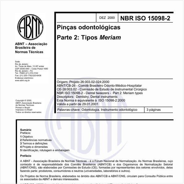 Pinças odontológicas - Parte 2: Tipo Meriam