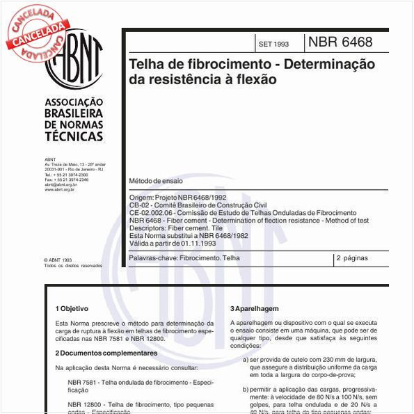 Telha de fibrocimento - Determinação da resistência à flexão