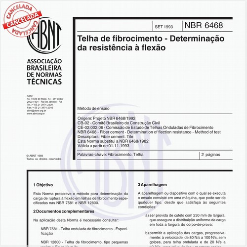 Telha de fibrocimento - Determinação da resistência à flexão