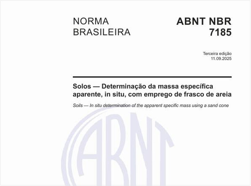 Solos — Determinação da massa específica aparente, in situ, com emprego de frasco de areia