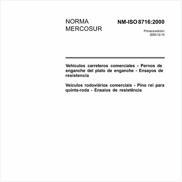 Veículos rodoviários comerciais - Pino rei para quinta-roda - Ensaios de resistência