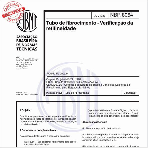 Tubo de fibrocimento - Verificação da retilineidade