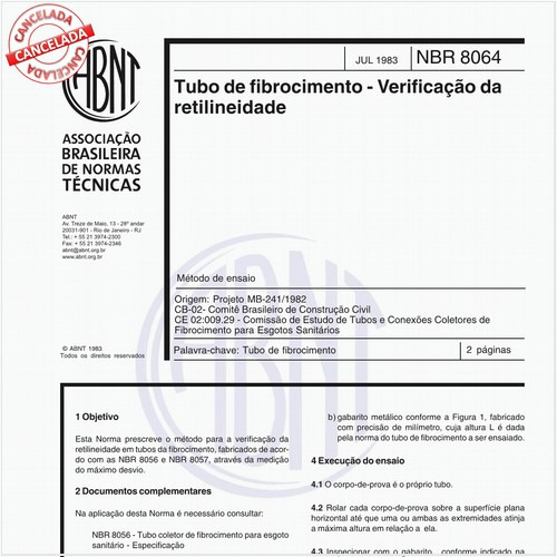 Tubo de fibrocimento - Verificação da retilineidade