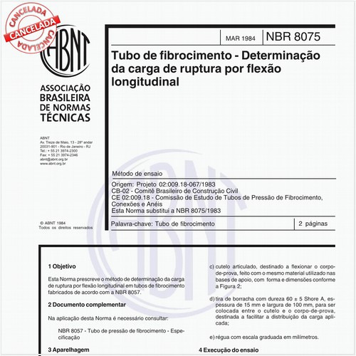 Tubo de fibrocimento - Determinação da carga de ruptura por flexão longitudinal