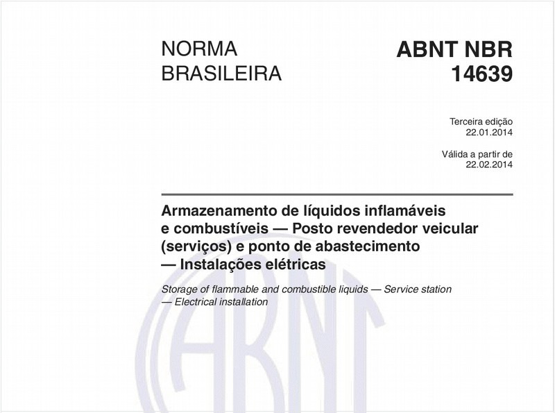 Armazenamento de líquidos inflamáveis e combustíveis — Posto revendedor veicular (serviços) e ponto de abastecimento — Instalações elétricas
