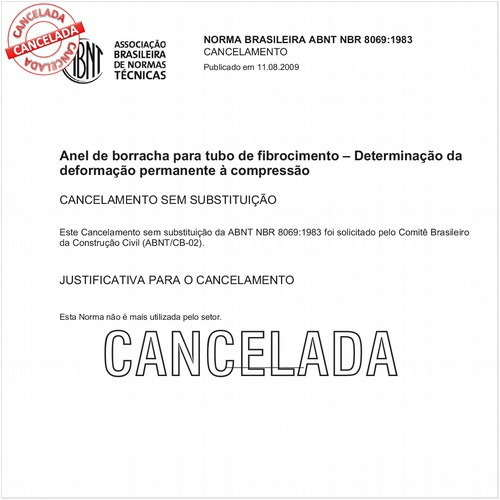 Anel de borracha para tubo de fibrocimento - Determinação da deformação permanente à compressão