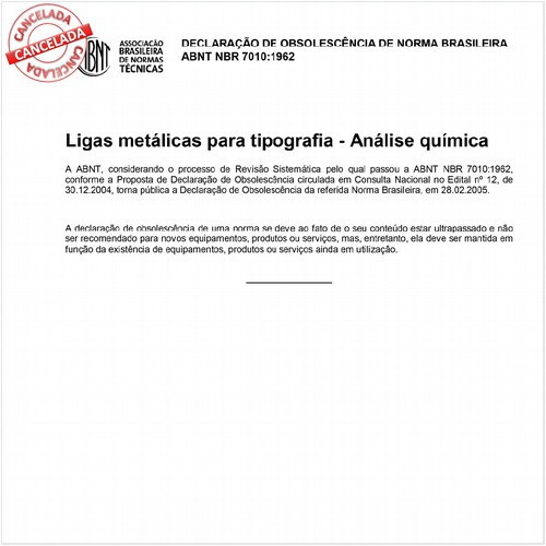 Ligas metálicas para tipografia - Análise química