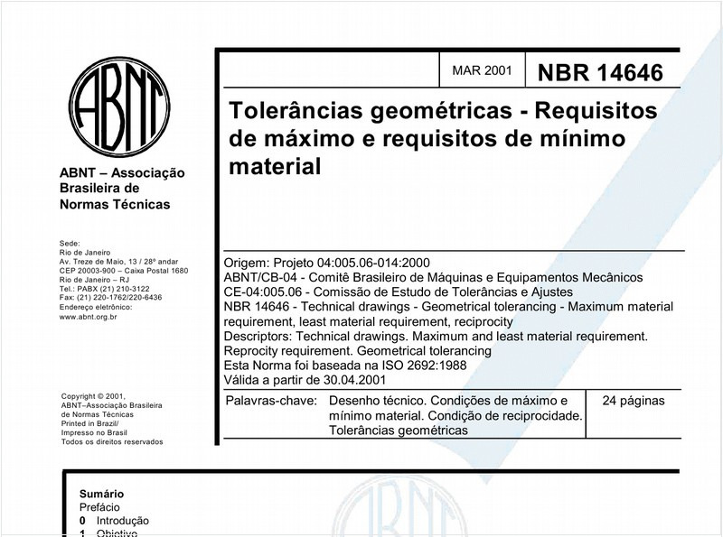 Tolerâncias geométricas - Requisitos de máximo e requisitos de mínimo material