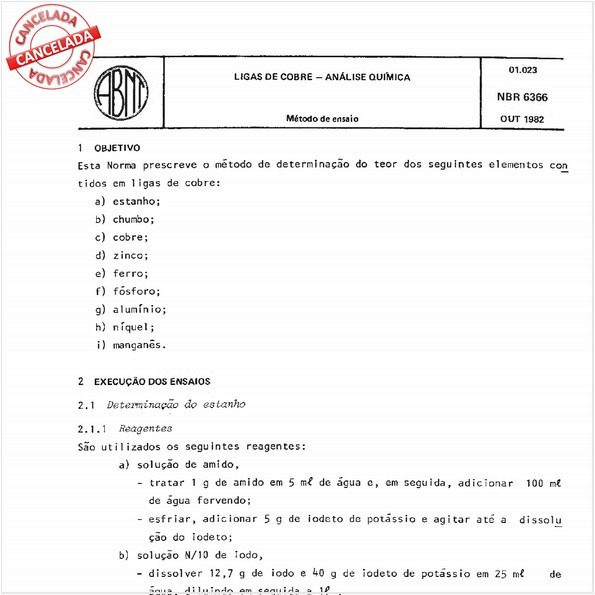 Ligas de cobre - Análise química