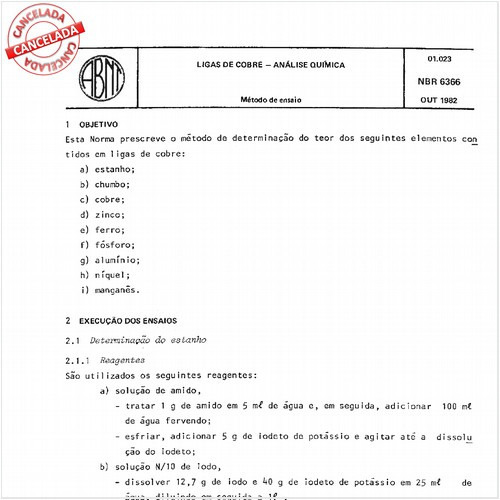 Ligas de cobre - Análise química