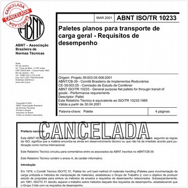 ABNT ISO/TR10233 de 03/2001