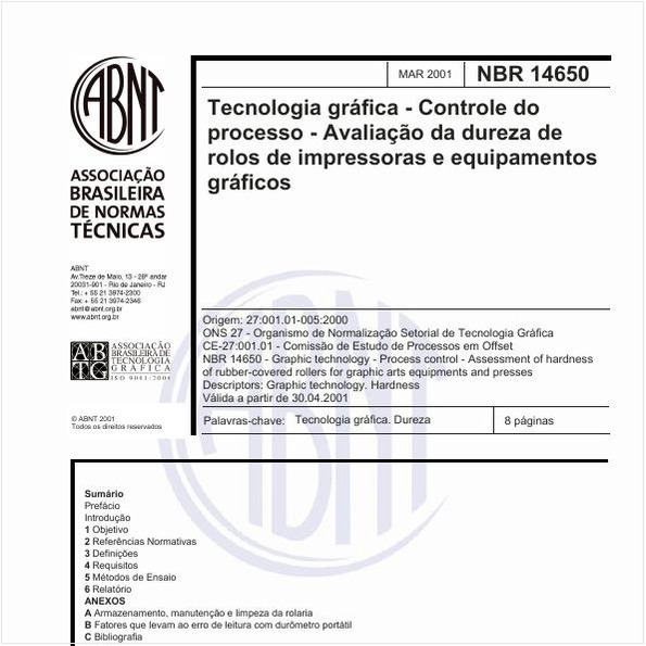 Tecnologia gráfica - Controle do processo - Avaliação da dureza de rolos de impressoras e equipamentos gráificos