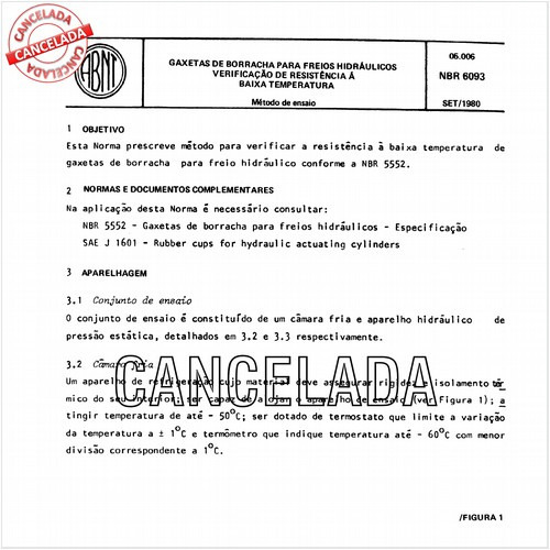 Gaxetas de borracha para freios hidráulicos - Verificação de resistência à baixa temperatura