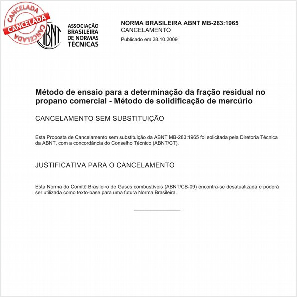 Método de ensaio para a determinação da fração residual no propano comercial - Método de solidificação de mercúrio