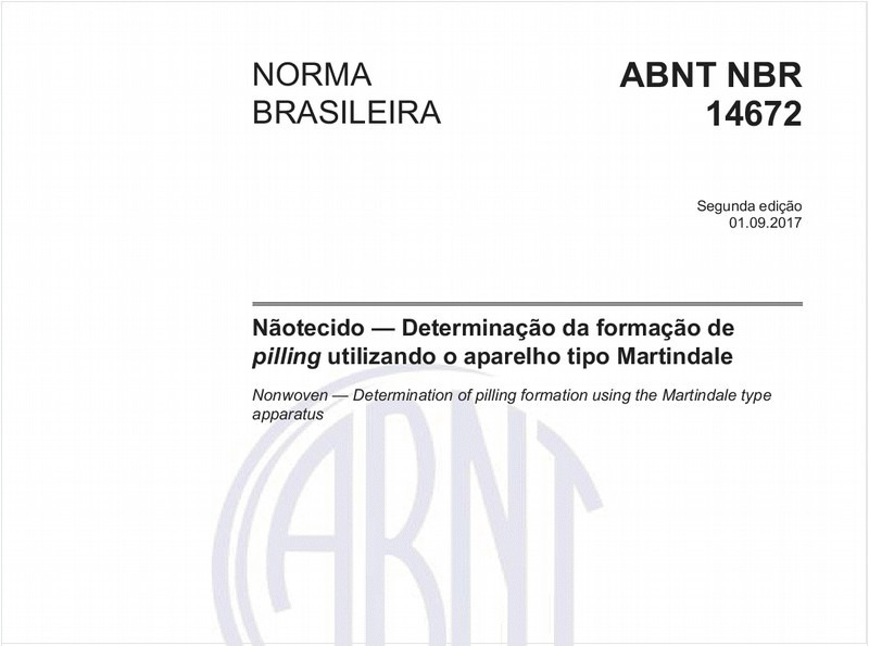 Nãotecido - Determinação da formação de pilling utilizando o aparelho tipo Martindale